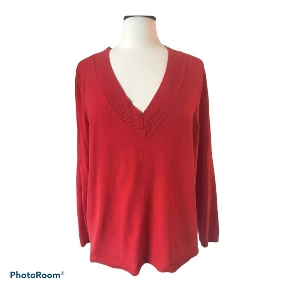 Talbots Red Pullover Sweater Mixed Material - Picture 1 of 8